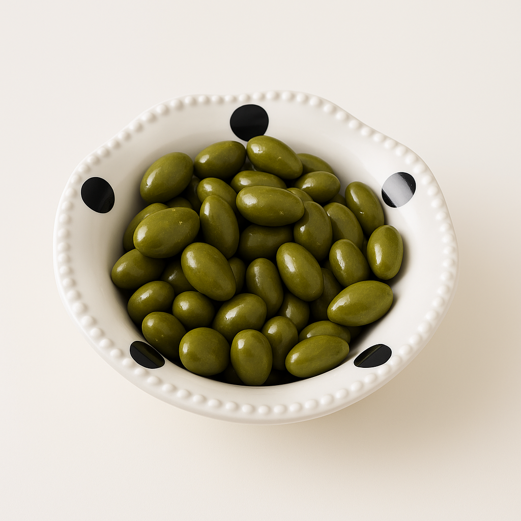 Crunchy Mandeln in cremiger Matcha Schokolade